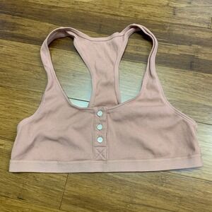 Madewell Jayna Ribbed Bralette Women Size Small Beige Top Button Front Racerback